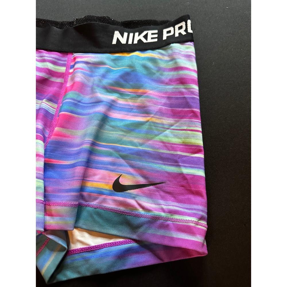 Nike Pro Dri-FIT Womens Compression Shorts Multicolor Striped 704905-407 Small